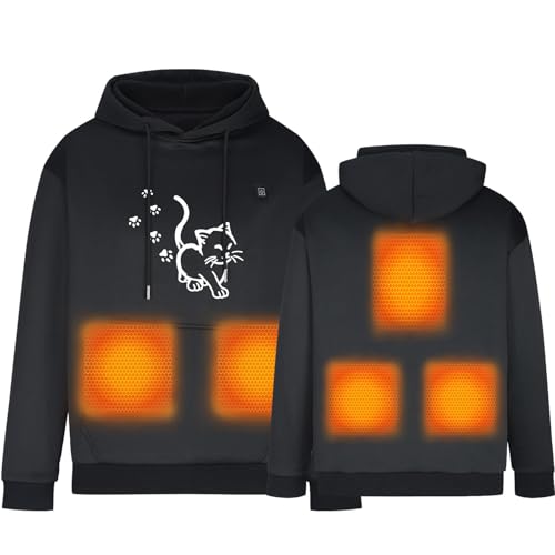 Beheizbare Hoodie Damen Herren USB Beheizter Pullover 5 Heizzonen Beheizte Kapuzenpullover Elektrisch Beheizbare Sweatshirt mit Kapuze Sweatshirt Bluse Tops Beheizte Hoodies für Männer Frauen von Battnot