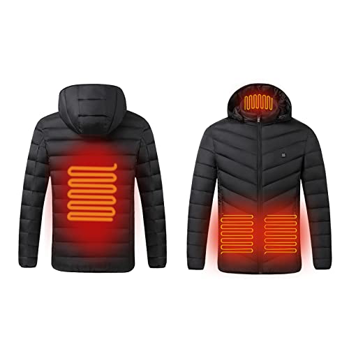 Beheizbare Jacke Beheizte Jacke mit Kapuze, Winter Outdoor Elektrische Heizung Mantel USB Softshell Winterjacke Elektrische Jacke mit 3 Temperaturstufen Heizweste Outdoorjacke (Ohne Powerbank) von Battnot