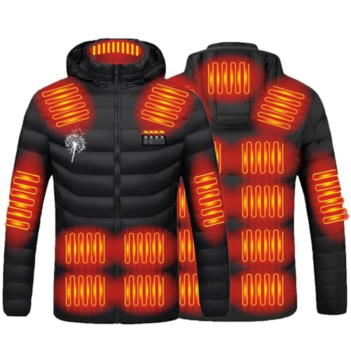 Beheizbare Jacke Herren Damen Heizjacke Jacke mit Heizung USB Elektrische Beheizte Jacke mit 19 Heizzonen Winterjacke Beheizbare Weste Pufferjacke Heizmantel Kapuze Funktionsjacke Outdoorjacke von Battnot