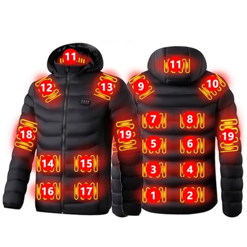 Beheizbare Jacke Herren Damen Heizjacke Jacke mit Heizung USB Elektrische Beheizte Jacke mit 19 Heizzonen Winterjacke Damen mit Heizung Funktionsjacke Winddicht Outdoorjacke für Motorrad Camping von Battnot