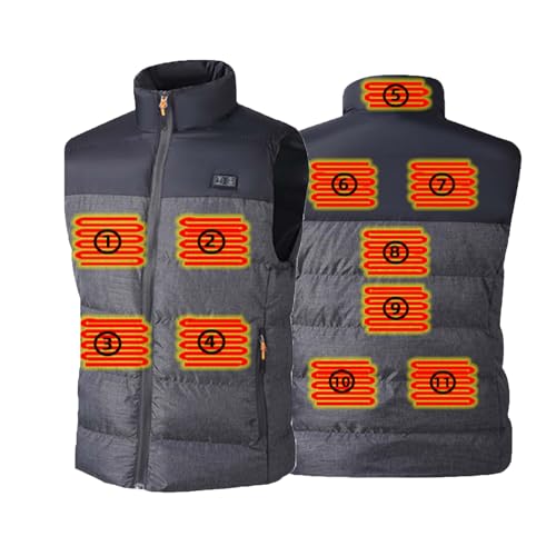 Beheizbare Weste Herren Damen Heizweste Beheizte Weste Jacke Elektrische Wärmeweste mit 11 Heizzonen Warme Heizwesten mit Heizung USB Lade Heizweste Heheizte Kleidung für Outdoor Motorrad Camping von Battnot