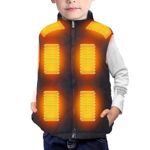 Beheizbare Weste Kinder Heizweste für Jungen und Mädchen Mantel, Wiederaufladbare Warmende Weste Beheizbare Kleidung zum Skifahren mit 13 Heizzone Elektrische beheizte Winterjacke for Kinder von Battnot