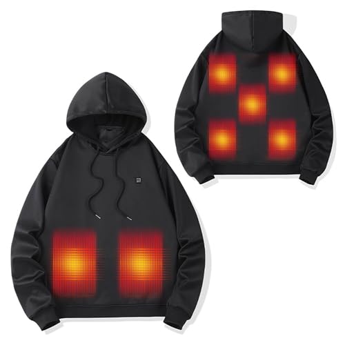 Beheizbarer Hoodie für Herren Damen Beheizte Jacken mit 5 Heizzonen Elektrische Beheizte Heizweste Kapuzenpullover Aktualisierte Version USB Beheizte Beheizbarer Pullover Hoody mit Kapuze 2025 Neu von Battnot