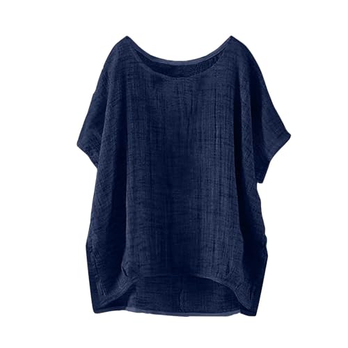 Blusen & Tuniken Für Damen Musselin Bluse Leinen Baumwolle Longbluse - Sommer Button-Down Tunika Übergröße Leinenbluse Lässiges Hemd Elegant Atmungsaktive Freizeithemd Lose Shirts von Battnot