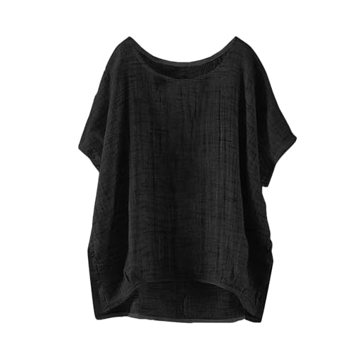 Blusen & Tuniken Für Damen Musselin Bluse Leinen Baumwolle Longbluse - Sommer Button-Down Tunika Übergröße Leinenbluse Lässiges Hemd Elegant Atmungsaktive Freizeithemd Lose Shirts von Battnot