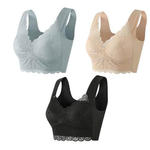 Damen BH Ohne BüGel Baumwolle Starker Halt Push Up Bra BHS Wireless Seamless Stütz Große Größen Bequem Soft Schlaf Bralette Anti Sagging BHS Gepolstert für Alltag Yoga Bras von Battnot