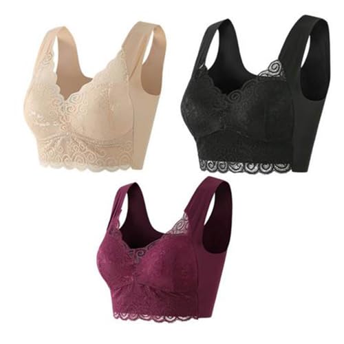 Damen BH Ohne BüGel Baumwolle Starker Halt Push Up Bra BHS Wireless Seamless Stütz Große Größen Bequem Soft Schlaf Bralette Anti Sagging BHS Gepolstert für Alltag Yoga Bras von Battnot