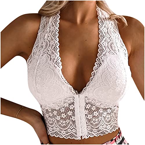 Damen Bauchfrei Camisole Top Sexy Spitze Cami Crop Tops Spitzentop Bralettes Spaghettiträger Cropped Oberteil Korsett Bustier Tops Push Up Spaghettiträger Cami Top Sommer Tops Spitzentop von Battnot