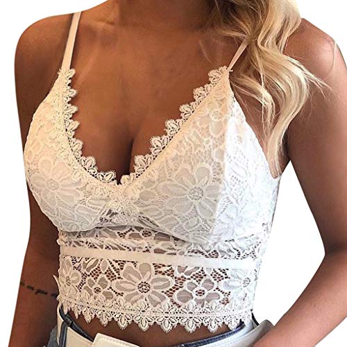 Damen Bauchfrei Camisole Top Sexy Spitze Cami Crop Tops Spitzentop Bralettes Spaghettiträger Cropped Oberteil Korsett Bustier Tops Push Up Spaghettiträger Cami Top Sommer Tops Spitzentop von Battnot