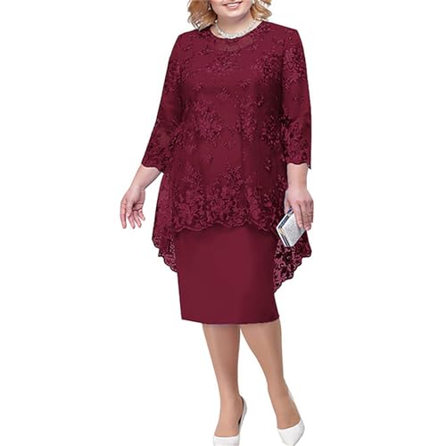 Damen Festlich Hosenanzug - 2 Teilig Spitze Anzug Set für Brautmutter Damen Große Größen Chiffon Abendkleid Elegante Cocktailkleid Zweiteilig Kleider Brautmutterkleider von Battnot