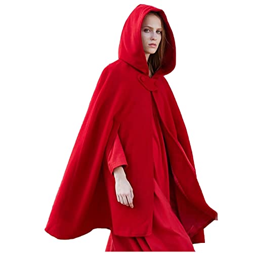 Damen Herbst Winter Maxi Lose Umhang mit Kapuze Mantel Poncho Kap Strickpulli Strickjacke Trenchcoat Outwear Mittelalterliche Vampir Umhang Gothic Cosplay Kostüm Robe Cape Mantel Umhang Poncho von Battnot