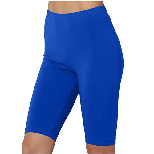 Damen High Waist Shorts Leggings Baumwolle Sommer Hosen Radlerhose Blickdicht Sporthose Trainingshose Gym Yoga Shorts C#blau XXL von Battnot