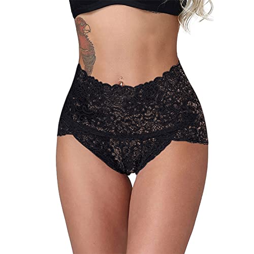 Damen Hipsters Shorts Unterhose Unterwäsche Spitze Unterhosen Damen Spitze Panties & Hipsters Hohe Taille Weich Atmungsaktiv Unterwäsche High Waist Taillenslip Frauen Unterhosen von Battnot