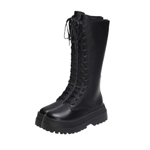 Damen Höhe Stiefel Winterstiefel Damen PU Leder Warme Schneestiefel 2023 Winter Damenstiefel Langschaft Boots Kniehohe Wanderschuhe Freizeit Mit Absatz Mode Stiefeletten Langschaftstiefel Stiefel von Battnot