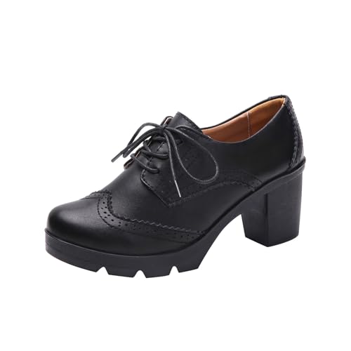 Damen Pump Mary Janes Retro Round Toe Schuh Oxford Plateauschuhe Damen Plattform Mary Janes Schuhe Knöchel Lolita Gothic Plateau Kleid Pumps Schuhe Kleid Schuhe von Battnot
