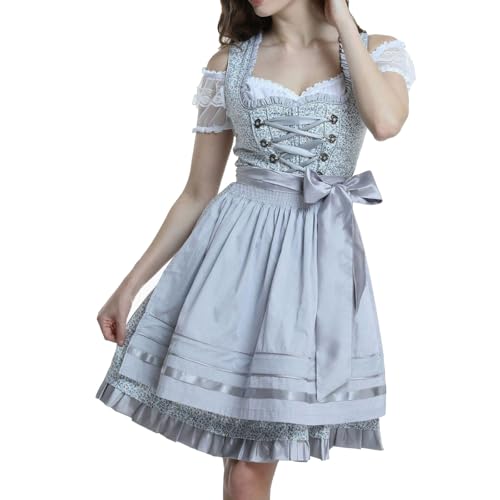 Dirndl Damen Retro Dirndelkleider Midi Trachtenkleid Trachtenmode Trachtenrock Kleid für Oktoberfest Besondere Anlässe Festlich Grosse GröSsen Dirndlbluse DirndlschüRze Dirndlbluse S-XXL von Battnot