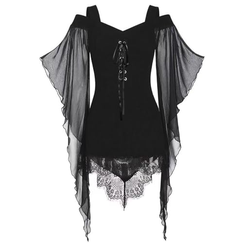 Gothic Kleid Damen Vintage Schwarz Mittelalterliches Kleid mit Trompetenärmeln Gebundene Taille Kleid Halloween Karneval Kostüm für Frauen Mittelalter Kleid Damen Mittelalterlich Vintage Kleider Gothic Kleid Damen Vintage Schwarz Mittelalterliches Kleid mit Trompetenärmeln Gebundene Taille Kleid Halloween Karneval Kostüm für Frauen Mittelalter Kleid Damen Mittelalterlich Vintage Kleider von Battnot