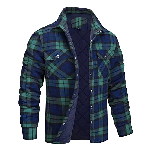 Hemdjacke Herren Kariert Warm Wattiert Jacke Abnehmbare Kapuze Holzfällerhemd Atmungsaktiv Dicke Hemden Vintage Plaid Freizeitjacke Kapuzenhemd Lässige Outdoor Kariertes Hemd von Battnot