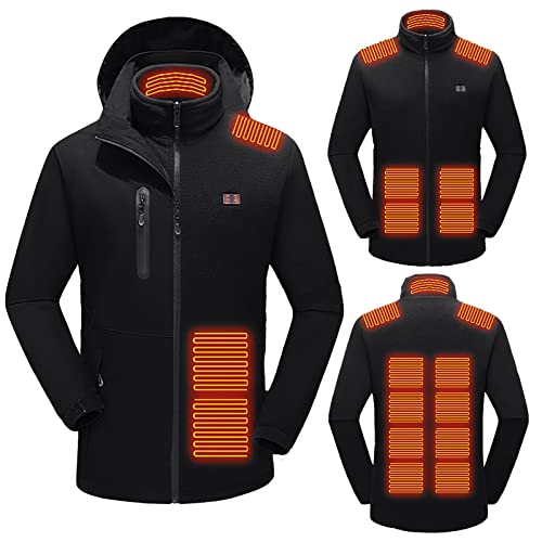 Herren Beheizbare Jacke, Wasserdicht Winddicht warm Softshell Winterjacke mit 3 Einstellbar Temperatur 15 Heizzonen Elektrische USB Beheizte Jacke Outdoorjacke für Wandern Jagd Motorrad Camping von Battnot