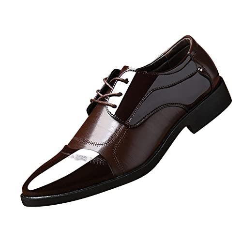 Herren Halbschuhe Leder Herren Anzugschuhe Oxford Derby Schuhe Brogues Lederschuhe Hochzeitsschuhe Schnürhalbschuhe Klassischer Business Schnürschuh Blau Gold Grau Rot Schwarz von Battnot