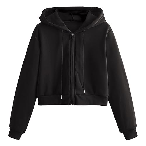 Hoodie Damen Crop Hoodie Kapuzenpullover Langarm Sweatshirt mit Kapuze Damen Sweatjacke Bauchfrei Kapuzenpullover Langarm Kurz Hoodie Sweatshirt Crop Pullover Kapuzenjacke Cropped Jacke von Battnot