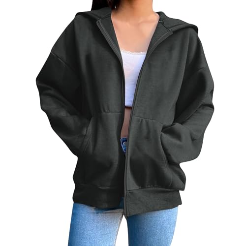 Hoodie Damen Oversize, Damen Kapuzenpullover Sweatjacke Sweatshirt Farbvarianten Kapuzenjacke Kapuzenpulli Langarm Kapuze Hoodie Sport Style Casual Fitness Basic Training Kapuzenpullover für Damen von Battnot