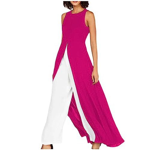 Hosenanzug Damen Festlich Elegant 2 Teiler Chiffon Shirt Und Hohe Taille Hosenanzug Große Größen Tüll Abendanzug Sets Zweiteiler Outfit Set Brautmutter Anzug Zweiteiler Damen Festlicher Suit von Battnot