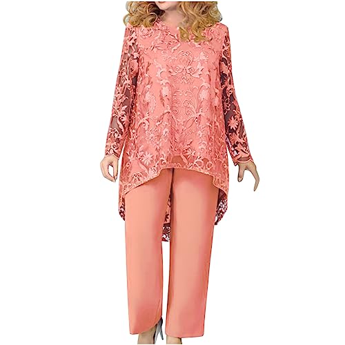 Hosenanzug Damen Festlich Elegant 2 Teiler Spitze Chiffon Shirt Und Hohe Zweiteiler Damen Cocktail Party Große Größen Tüll Abendanzug Sets Outfit Brautmutter Anzug Freizeitanzug Abendanzug Hosenanzug Damen Festlich Elegant 2 Teiler Spitze Chiffon Shirt Und Hohe Zweiteiler Damen Cocktail Party Große Größen Tüll Abendanzug Sets Outfit Brautmutter Anzug Freizeitanzug Abendanzug von Battnot