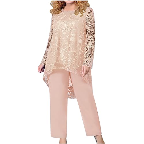 Hosenanzug Damen Festlich Elegant 2 Teiler Spitze Chiffon Shirt Und Hohe Zweiteiler Damen Cocktail Party Große Größen Tüll Abendanzug Sets Outfit Brautmutter Anzug Freizeitanzug Abendanzug Hosenanzug Damen Festlich Elegant 2 Teiler Spitze Chiffon Shirt Und Hohe Zweiteiler Damen Cocktail Party Große Größen Tüll Abendanzug Sets Outfit Brautmutter Anzug Freizeitanzug Abendanzug von Battnot