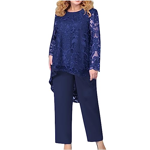 Hosenanzug Damen Festlich Elegant 2 Teiler Spitze Chiffon Shirt Und Hohe Zweiteiler Damen Cocktail Party Große Größen Tüll Abendanzug Sets Outfit Brautmutter Anzug Freizeitanzug Abendanzug Hosenanzug Damen Festlich Elegant 2 Teiler Spitze Chiffon Shirt Und Hohe Zweiteiler Damen Cocktail Party Große Größen Tüll Abendanzug Sets Outfit Brautmutter Anzug Freizeitanzug Abendanzug von Battnot