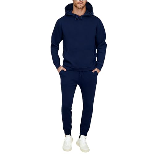 Jogginganzug Herren Lang Trainingsanzug Sportanzug Baggy Sportbekleidung Zweiteiler Outfit 2-Teilig Sportjacke und Jogginghose Casual Hausanzug Bequemer Tracksuit Loose Fit Laufanzug von Battnot