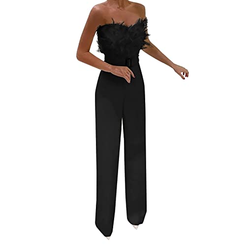 Jumpsuit Damen Elegant FüR Hochzeit Jumpsuits Damen Jumpsuit Elegant ärmellos Slim Fit Cocktail Party Festlich Overalls Hosenanzug Playsuit Lang Romper Cocktail Party Festlich Overalls Hosenanzug von Battnot