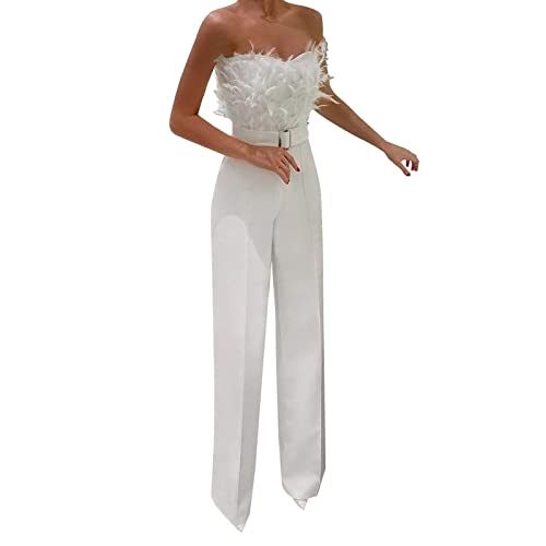 Jumpsuit Damen Elegant FüR Hochzeit Jumpsuits Damen Jumpsuit Elegant ärmellos Slim Fit Cocktail Party Festlich Overalls Hosenanzug Playsuit Lang Romper Cocktail Party Festlich Overalls Hosenanzug von Battnot