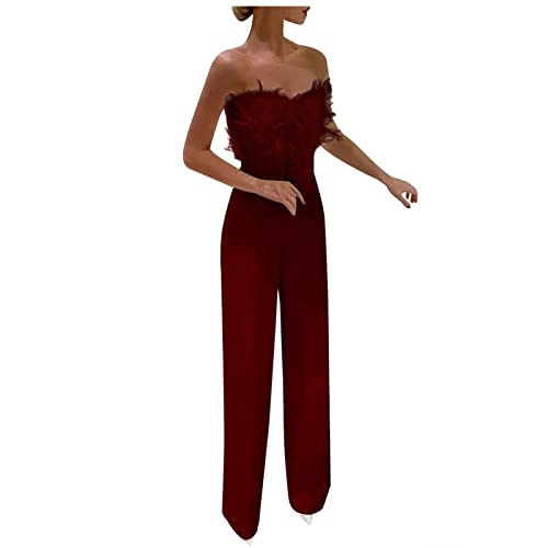 Jumpsuit Damen Elegant FüR Hochzeit Jumpsuits Damen Jumpsuit Elegant ärmellos Slim Fit Cocktail Party Festlich Overalls Hosenanzug Playsuit Lang Romper Cocktail Party Festlich Overalls Hosenanzug von Battnot