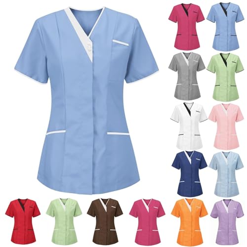 Kasacks Damen Pflege Günstig Krankenhaus Schlupfhemd Bluse Kurzarm V-Ausschnitt Schlupfkasack Uniform Berufsbekleidung Krankenschwester Plus Size Nurse Arbeitskleidung T-Shirt Tops mit Taschen Kasacks Damen Pflege Günstig Krankenhaus Schlupfhemd Bluse Kurzarm V-Ausschnitt Schlupfkasack Uniform Berufsbekleidung Krankenschwester Plus Size Nurse Arbeitskleidung T-Shirt Tops mit Taschen von Battnot