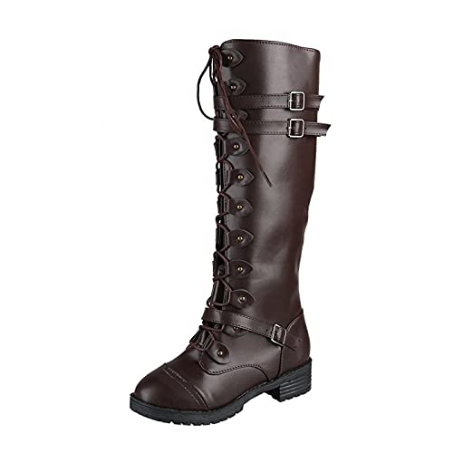 Kniehohe Damenstiefel Stiefel Damen Flach Rutschfeste Laufsohle Stylisch & Praktisch Winterstiefel Damen Damen Biker Boots Stiefeletten Damen Stiefel Reitstiefel Cowboystiefel mit Reißverschluss von Battnot