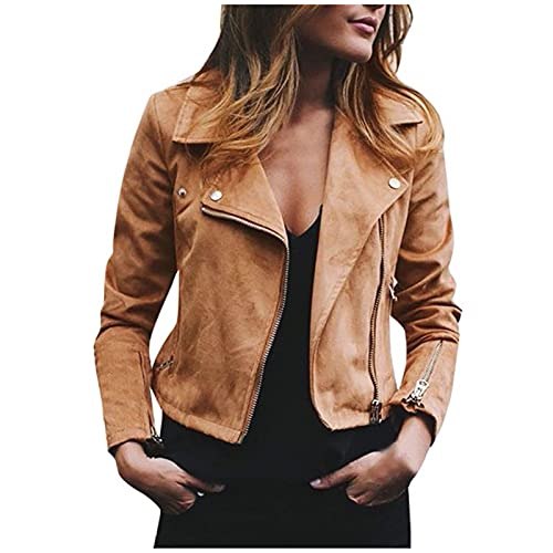Lederjacke Damen Schwarz Kunstlederjacke Damen Damen Lederjacke Blouson Damen Blouson Damen Sommer Pocket Bike Jacken Für Damen Schwarze Jacke Damen Lederjacke Damen Braun von Battnot