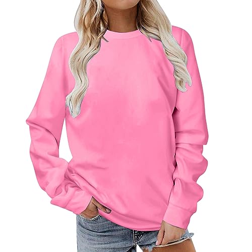 Longshirt Damen Sport Langarm Sweatshirt Basic Rundhals Pullover ohne Kapuze Elegant Einfarbig Langarmshirt Locker Casual Oberteil Casual Fitness Basic Training Pulli Teenager Mädchen Streetwear von Battnot