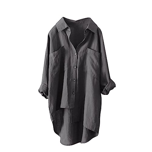 Musselin Bluse Damen Leinenbluse Damen V-Ausschnitt Button Down Hemd Blusen Langarm Baumwolle Einfarbig Hemdbluse Longbluse mit Tasche Oberteil Freizeithemd Tunika Große Größen Musselin Bluse Damen Leinenbluse Damen V-Ausschnitt Button Down Hemd Blusen Langarm Baumwolle Einfarbig Hemdbluse Longbluse mit Tasche Oberteil Freizeithemd Tunika Große Größen von Battnot