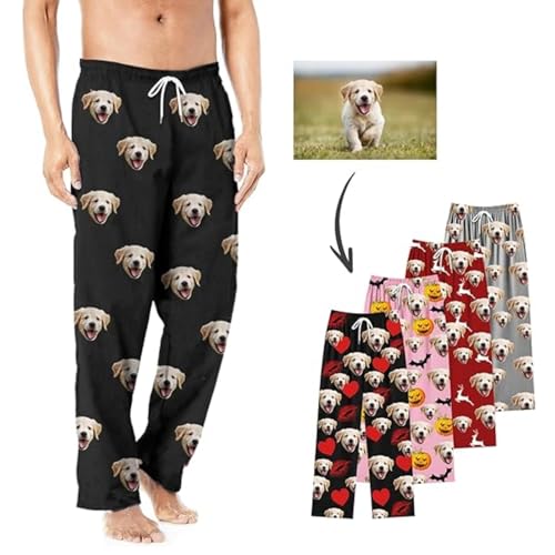 Personalisierte Pyjamahose mit Foto, Pyjamahose Herren Schlafanzug Hose Herren Lang Personalisierte lustige Pyjamahose mit Fotogesicht Pyjamahose für Männer und Frauen, Individueller Gesichts Pyjama von Battnot