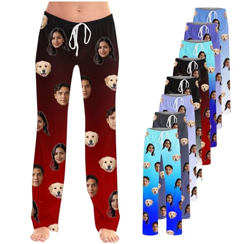 Personalisierte Pyjamahose mit Foto, Pyjamahose Herren Schlafanzug Hose Herren Lang Personalisierte lustige Pyjamahose mit Fotogesicht Pyjamahose für Männer und Frauen, Individueller Gesichts Pyjama von Battnot