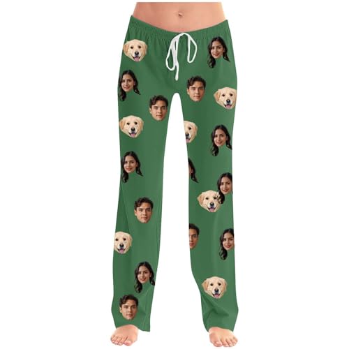 Pyjama Hosen Damen Pyjamahose Lang Schlafanzug Hose Schlafanzughose Kitty Anime Cartoon Kawaii Kuschelig Weich Bequeme Warme Casual Home Schlafhose Personalisiert Schlafanzughosen 01 grün M von Battnot