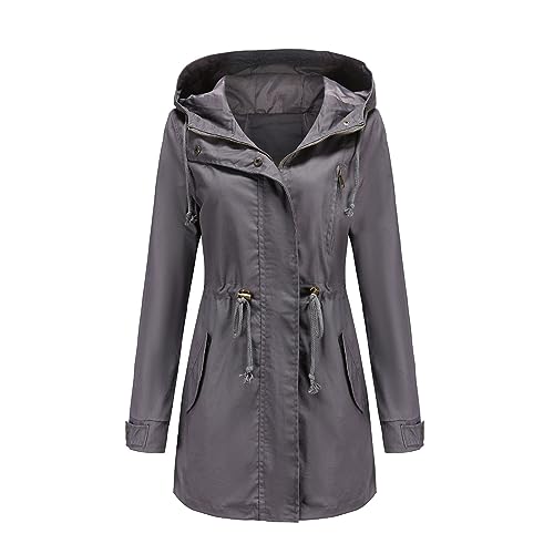 Regenjacke Damen Wasserdicht Atmungsaktiv Windbreaker Lang Regenparka Regenmantel mit Kapuze Leicht Kapuzenjacke Outdoorjacke Übergangsjacken Damen Faltbar Regenmantel Übergangsjacke von Battnot