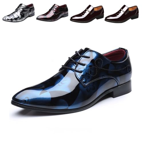 Business Schuhe Herren Anzugschuhe Oxford Derby Schuhe Brogues Lederschuhe Hochzeitsschuhe Schnürhalbschuhe Klassischer Business Schnürschuh Blau Gold Grau Rot Schwarz Braun Khaki 37-48 von Battnot