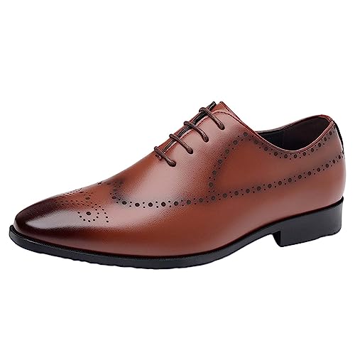Business Schuhe Herren Anzugschuhe Oxford Derby Schuhe Brogues Lederschuhe Hochzeitsschuhe Schnürhalbschuhe Klassischer Business Schnürschuh Blau Gold Grau Rot Schwarz Braun Khaki 37-48 von Battnot