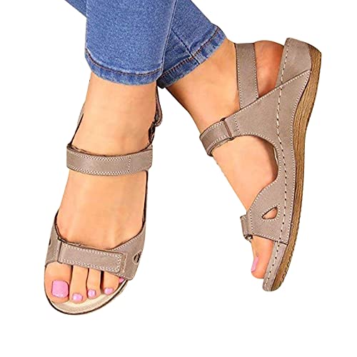 Sandalen Damen Sommer Bequem Hausschuhe Offene Schuhe Breite Füße Schicke Latschen Sommerschuhe Elegant Slingback Barfuss Sandaletten Hanfseil Keilabsatz Damensandalen Strandsandalen von Battnot