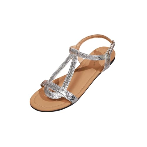 Sandalen Damen Sommer Elegant Boho Flache Sandalen mit Strass Glitzer T-Riemen Sommerschuhe Flip Flops Weichen Sohlen Bequem Sandaletten Freizeit Gummiband Slingback Strandsandalen 35-43EU Sandalen Damen Sommer Elegant Boho Flache Sandalen mit Strass Glitzer T-Riemen Sommerschuhe Flip Flops Weichen Sohlen Bequem Sandaletten Freizeit Gummiband Slingback Strandsandalen 35-43EU von Battnot
