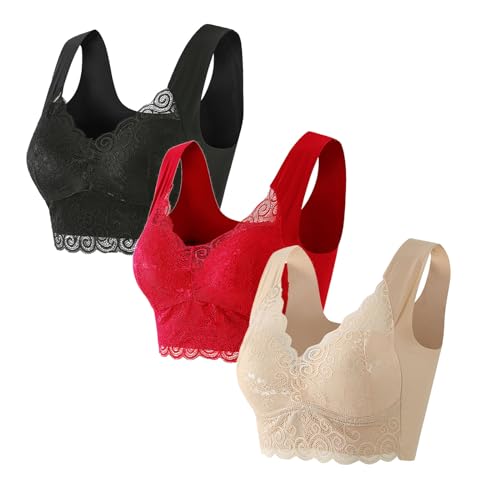 Sport BH Damen Ohne Bügel BH Starker Halt Push Up Bra BHS Wireless Seamless Stütz Große Größen Bequem Soft Schlaf Bralette Anti Sagging BHS Gepolstert für Alltag Yoga Bras von Battnot