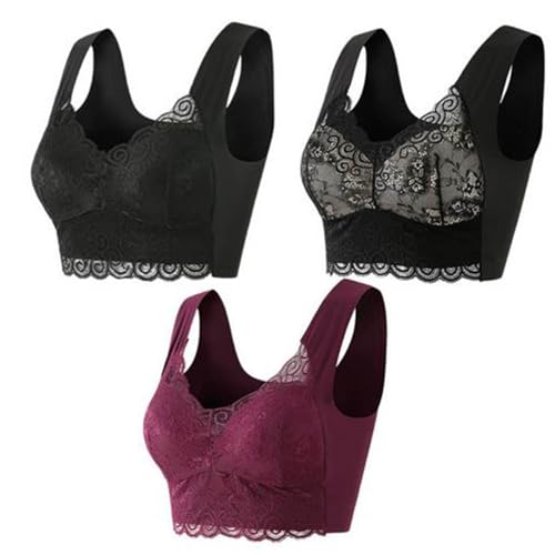 Sport BH Damen Ohne Bügel BH Starker Halt Push Up Bra BHS Wireless Seamless Stütz Große Größen Bequem Soft Schlaf Bralette Anti Sagging BHS Gepolstert für Alltag Yoga Bras von Battnot