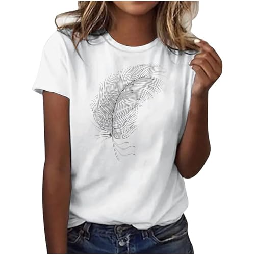 T Shirt Damen T-Shirts Weiß Kurzarm Blusen Baumwolle Tshirt Locker Oberteile Schwarzes Elegant T-Shirt Oberteil Sportshirt Sommer Bluse Shirts Frauen Schwarz Tops Rundhals Sport Tshirts S-3XL von Battnot